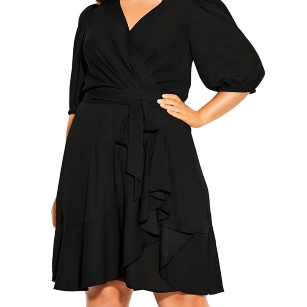 Captivate Faux Wrap Dress Black Size XXL 24
